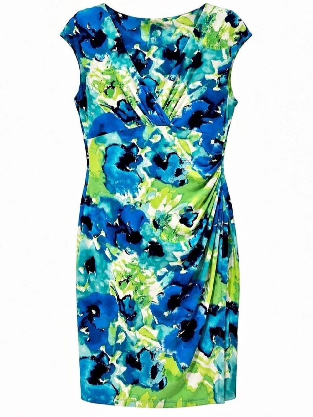 Lauren Ralph Lauren Whimsical Romantic Floral Ruched Surplice Sheath Dress 16